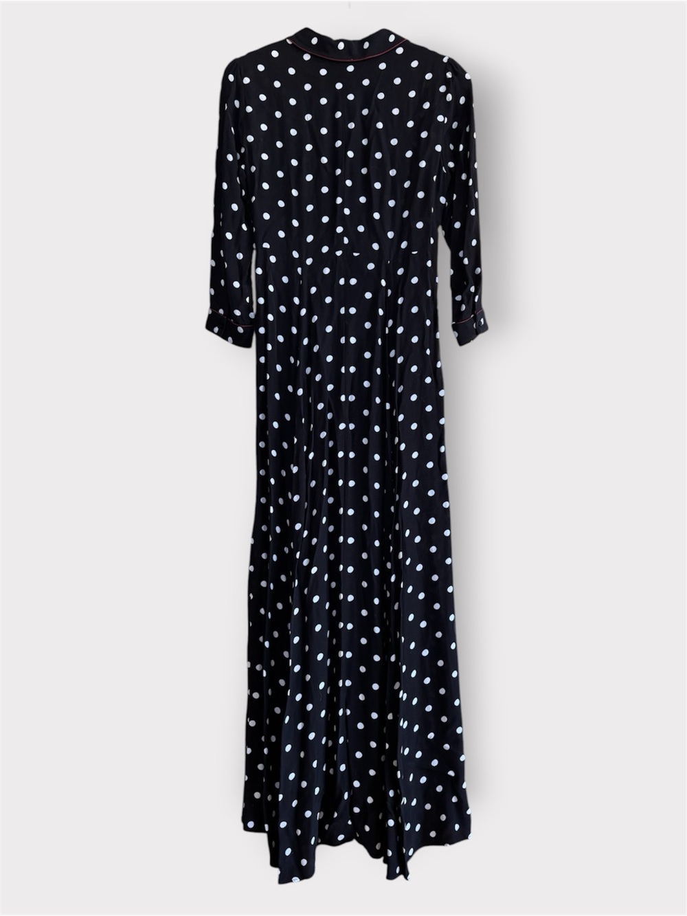ZARA Woman Premium Collection Polka Dot Maxi Dress Black White Red Trim Size S - Picture 5 of 13